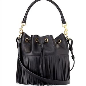 Black Saint Laurent Small Fringe Bucket Bag
